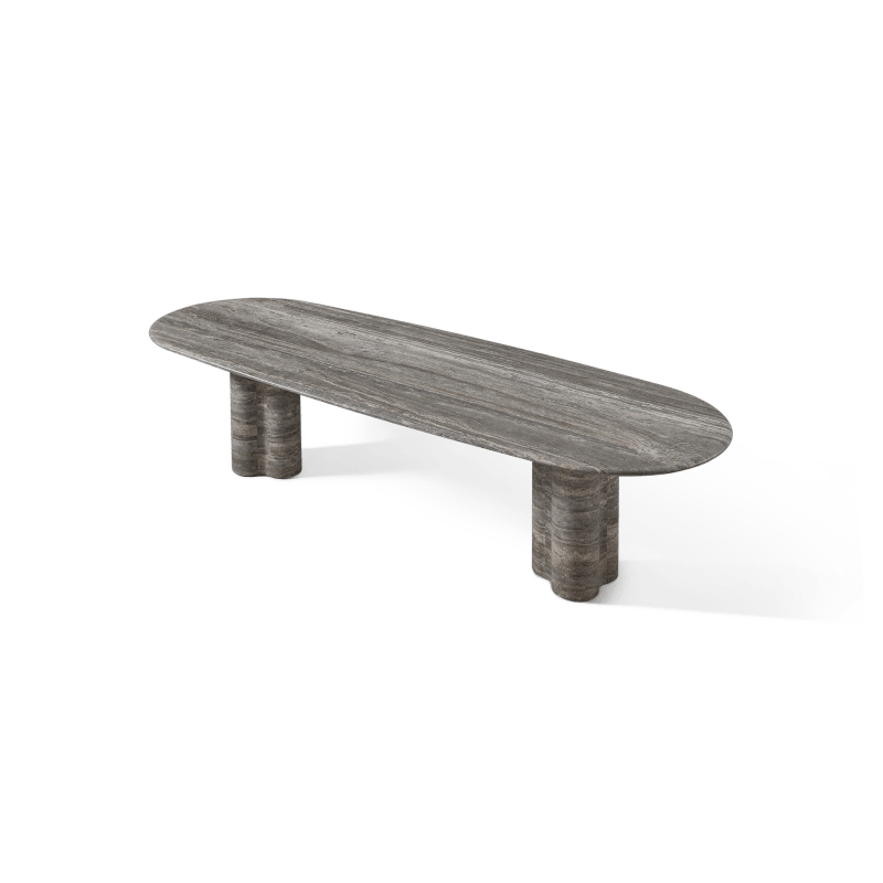 Porto Travertine Pill Dining Table 120