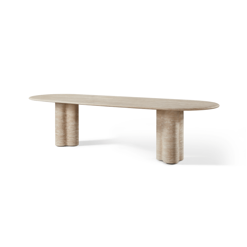 Porto Travertine Pill Dining Table 120
