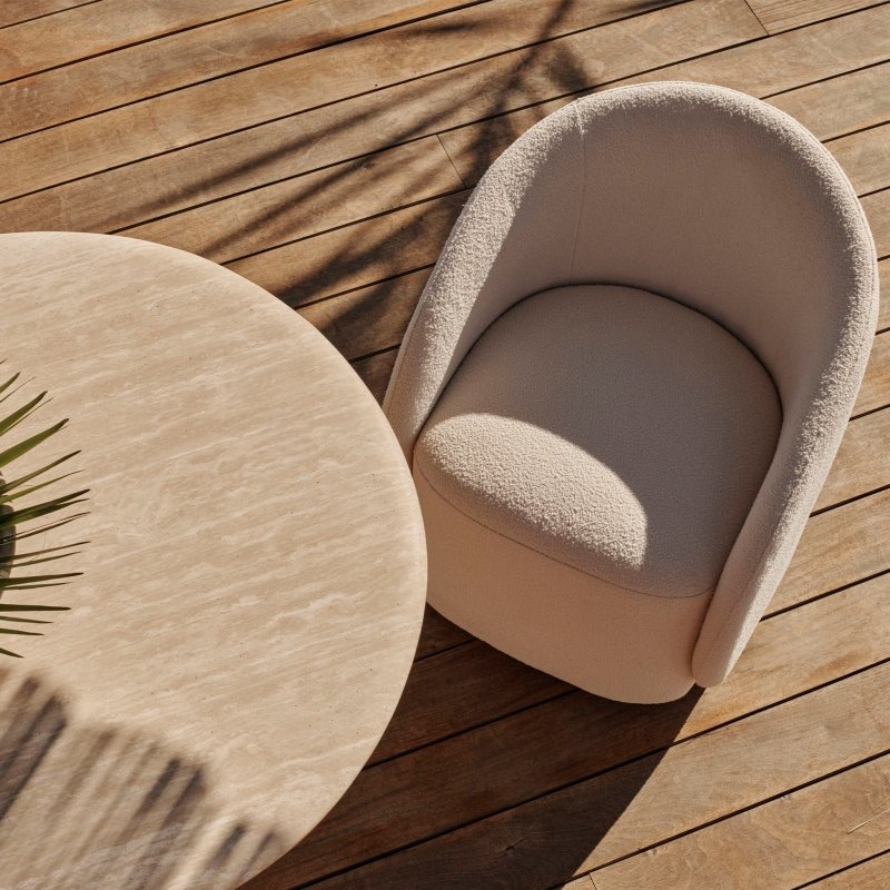 Porto Travertine Pill Dining Table 120