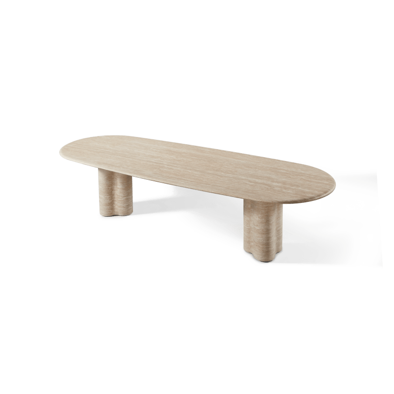 Porto Travertine Pill Dining Table 120