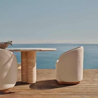 Porto Travertine Pill Dining Table 120