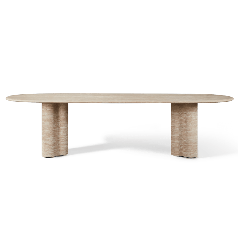 Porto Travertine Pill Dining Table 120