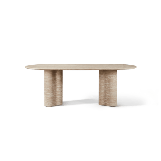 Porto Travertine Pill Dining Table 84