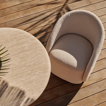 Porto Travertine Pill Dining Table 84