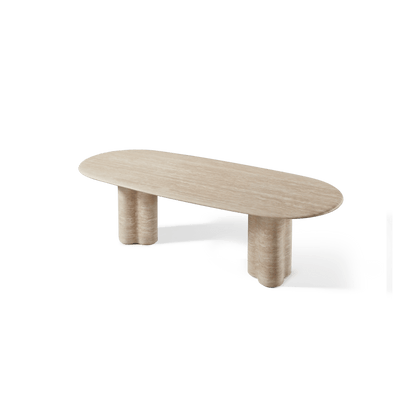 Porto Travertine Pill Dining Table 96