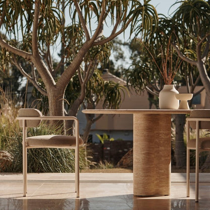 Porto Travertine Pill Dining Table 96