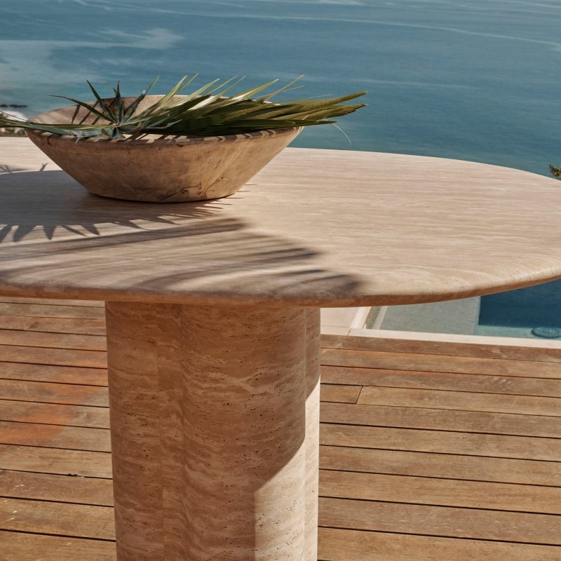 Porto Travertine Pill Dining Table 96